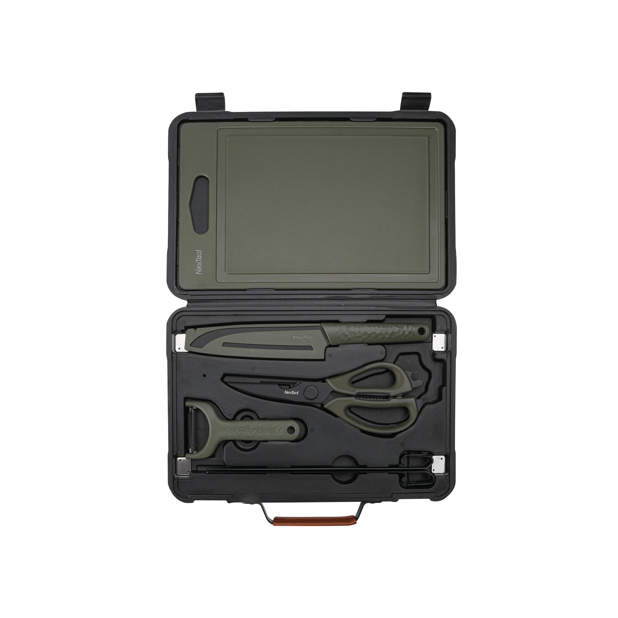 مجموعة الشواء والتخييم - سكين، لوح تقطيع، مقص متعدد الاستخدامات، ملقط، وحقيبة محمولة من Nextool