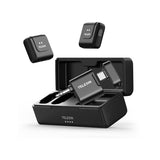 ميكروفون Lavalier  لاسلكي 2 في 1، ميكروفون ياقة قابل للتوصيل والتشغيل للهواتف الذكية، صوت واضح مع خاصية إلغاء الضوضاء للتدوين بالفيديو، من TELESIN.