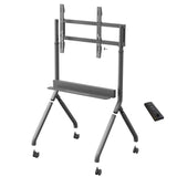 عربة تلفزيون متحركة بمحرك، حامل رفع كهربائي عالي التحمل لشاشة تلفزيون بحد أقصى 110 بوصة أو لوحة ذكية