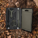 مجموعة الشواء والتخييم - سكين، لوح تقطيع، مقص متعدد الاستخدامات، ملقط، وحقيبة محمولة من Nextool