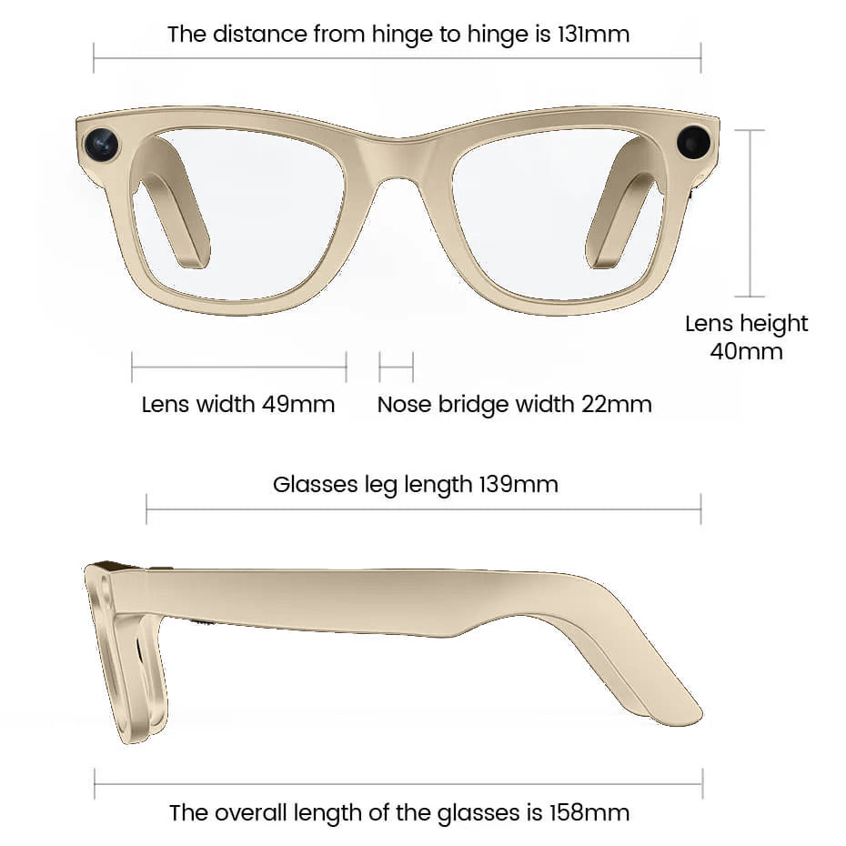 نظارات ذكية مزودة بكاميرا بدقة 8 ميجابكسل، وترجمة فورية، ومكالمات لاسلكية، ونقل عبر شبكة Wi-Fi، ومتوافقة مع نظام Android.