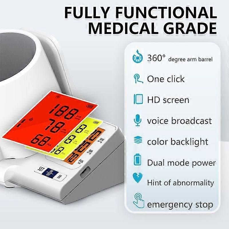D01 Automatic Arm Cylinder Blood Pressure Monitor with Voice Broadcast, HD Display & 2×99 Memory by AiQUE