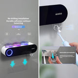 حامل فرشاة الأسنان الكهربائية المثبت على الحائط مع 3 أكواب، معقم للأشعة فوق البنفسجية وموزع معجون أسنان - منظم حمام ذكي من ECOCO