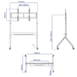 عربة تلفزيون متحركة بمحرك، حامل رفع كهربائي عالي التحمل لشاشة تلفزيون بحد أقصى 110 بوصة أو لوحة ذكية