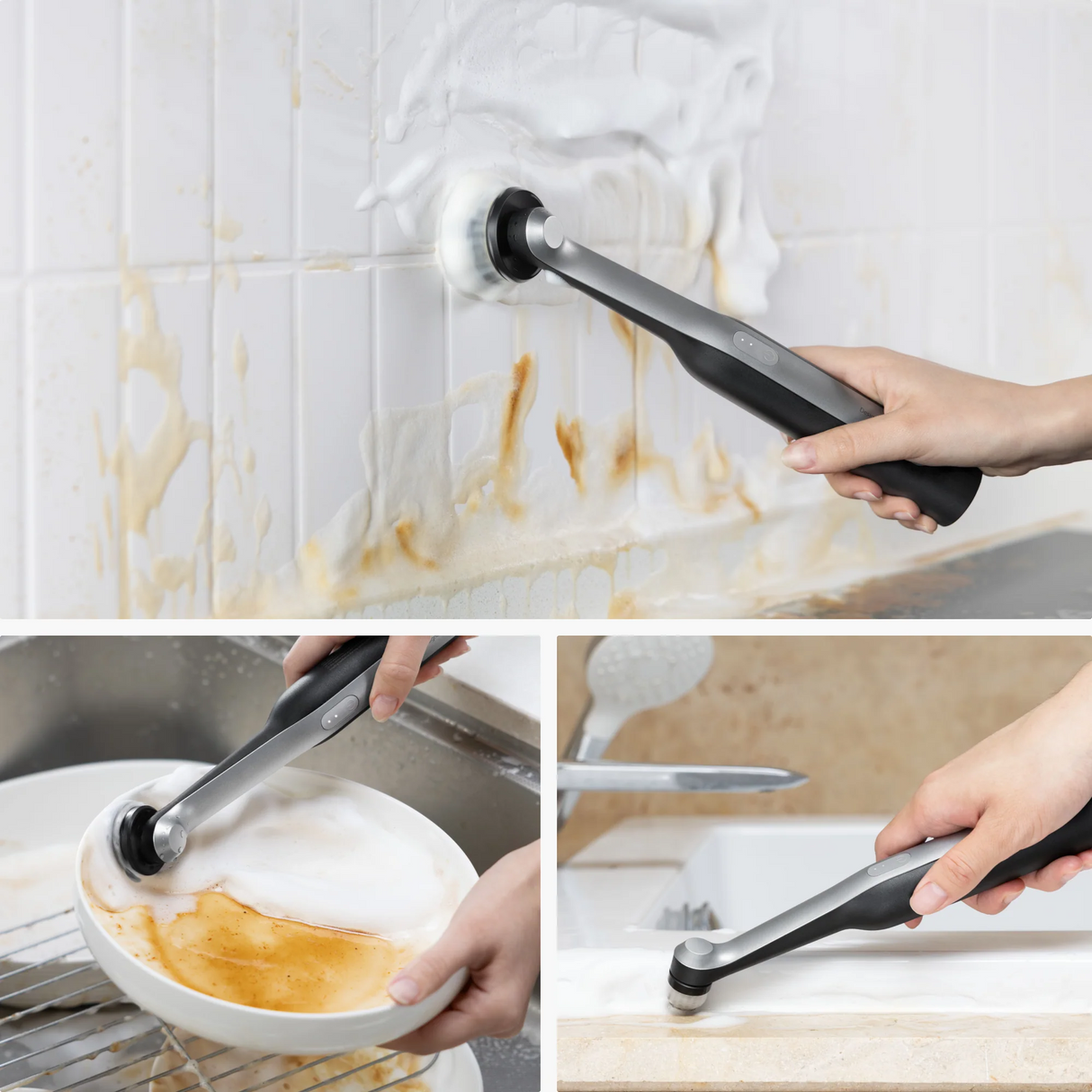 فرشاة تنظيف مقاومة للماء IPX7 للحمام والبلاط والجص والزوايا والشقوق من HOTO Wand.