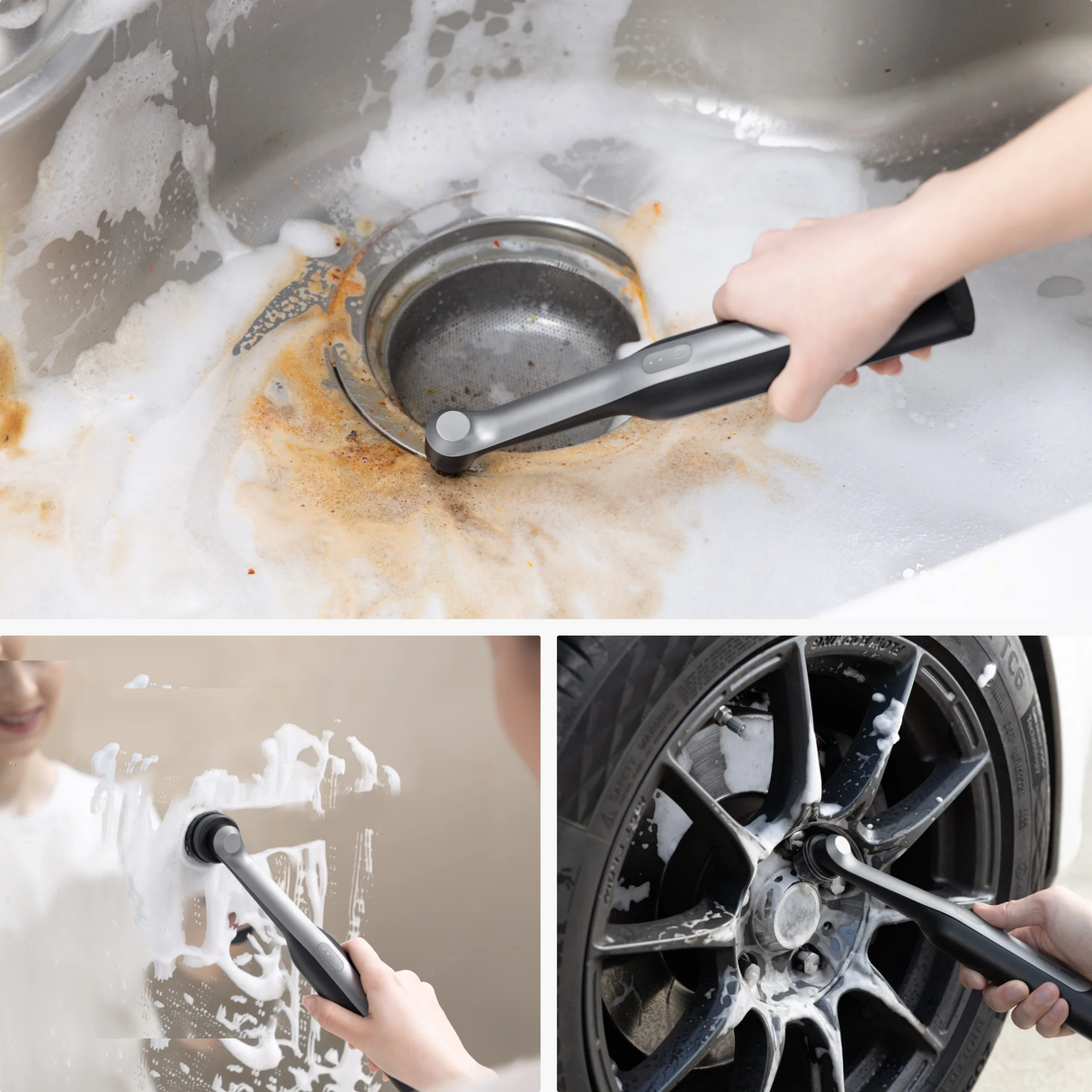 فرشاة تنظيف مقاومة للماء IPX7 للحمام والبلاط والجص والزوايا والشقوق من HOTO Wand.