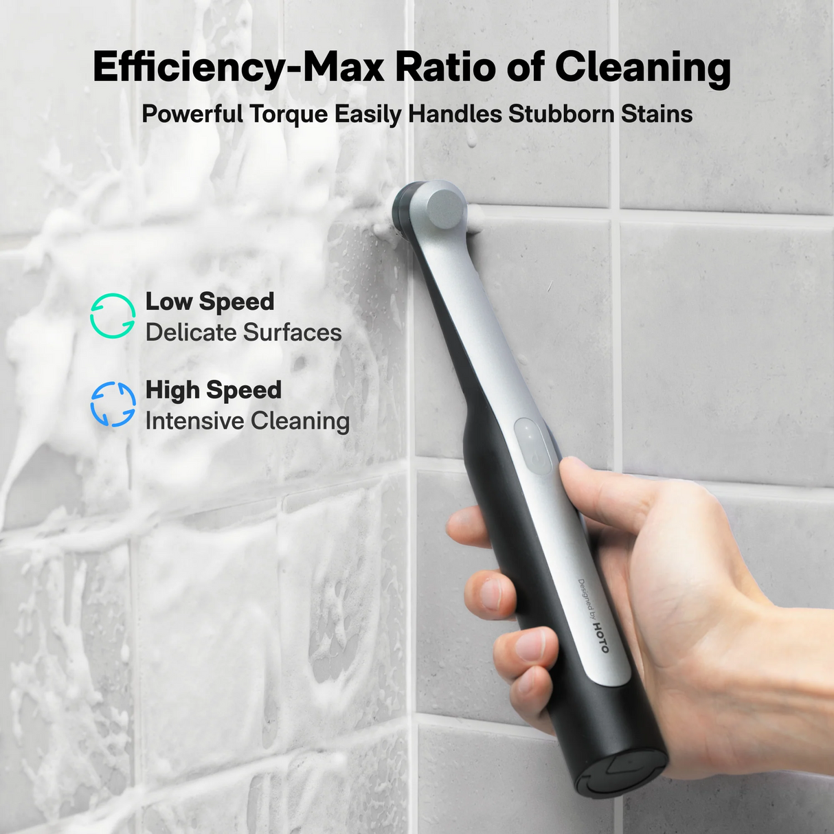 فرشاة تنظيف مقاومة للماء IPX7 للحمام والبلاط والجص والزوايا والشقوق من HOTO Wand.