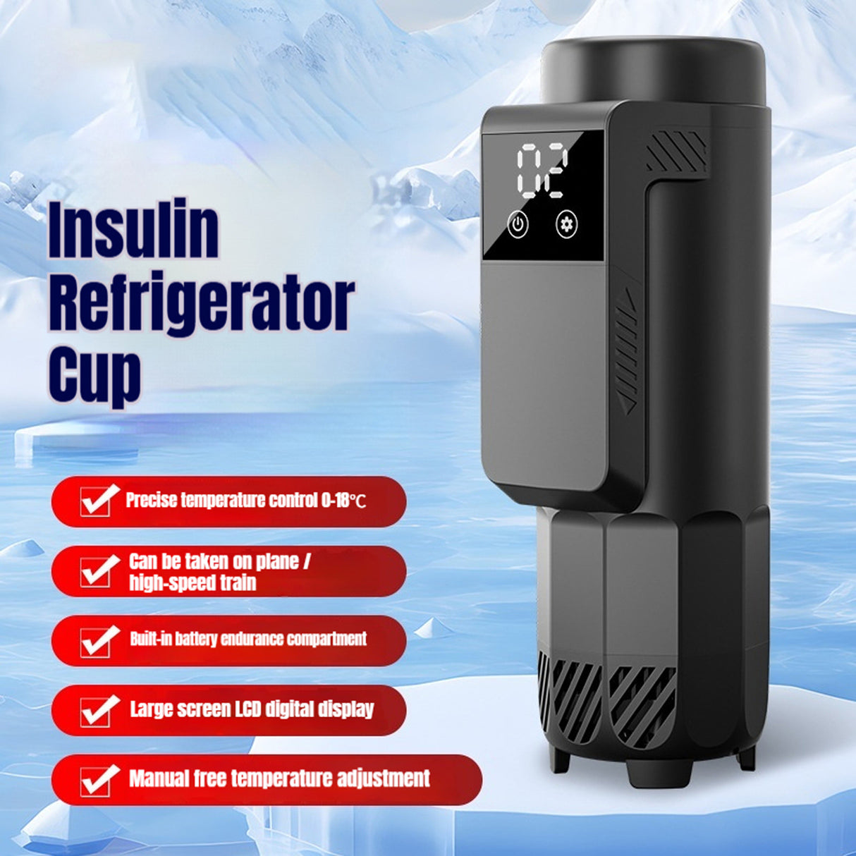 Electric Insulin Cooler Box Travel Case Refrigerator Cup - Portable Insulin Storage Box