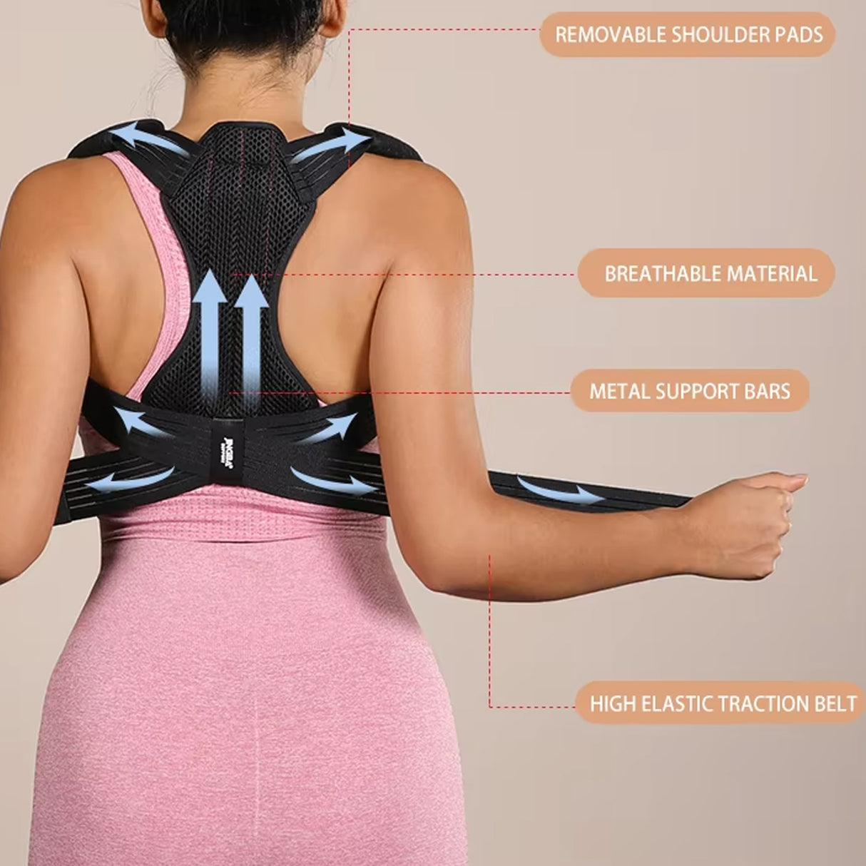 Adjustable Posture Corrector for Back & Shoulder Support (JB-2007)