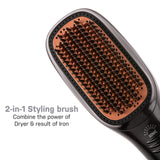 2 in 1 Hair Styling and Drying Brush, Hair Dryer and Straightener Brush by Joy Professional