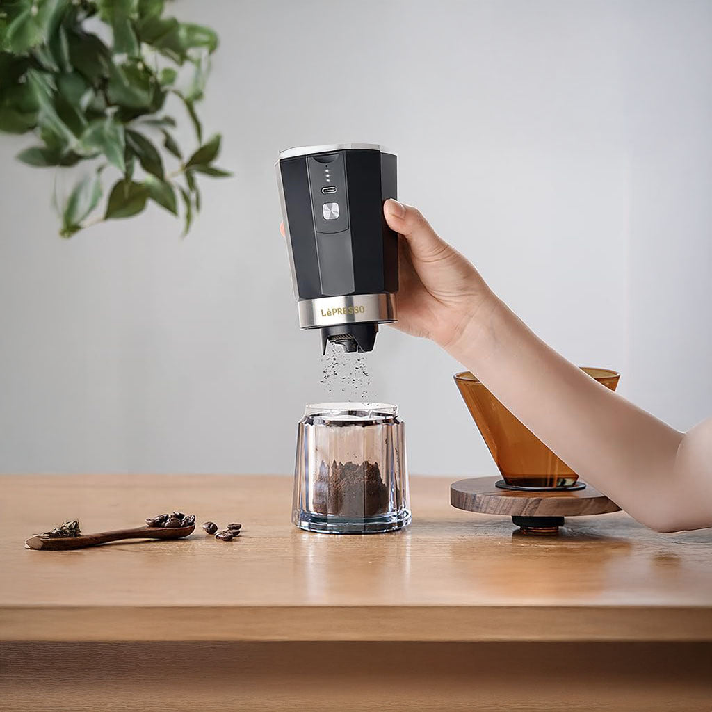 Cordless Electric Coffee Grinder – 18W with 800mAh Rechargeable Battery - Black by LePresso
