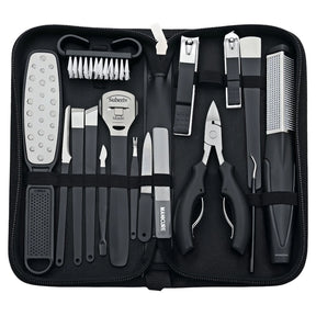 16-in-1 Stainless Steel Nail Clipper Set for Manicure & Pedicure – Portable Grooming Kit with Travel Case by Porodo - SASKA - SASKA UAE