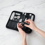 16-in-1 Stainless Steel Nail Clipper Set for Manicure & Pedicure – Portable Grooming Kit with Travel Case by Porodo