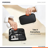 16-in-1 Stainless Steel Nail Clipper Set for Manicure & Pedicure – Portable Grooming Kit with Travel Case by Porodo