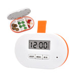 Digital pill organizer with compartments and digital display on a white -background Portable Pill Box – Daily Medicine Organizer with Alarm- SASKA - saska.ae