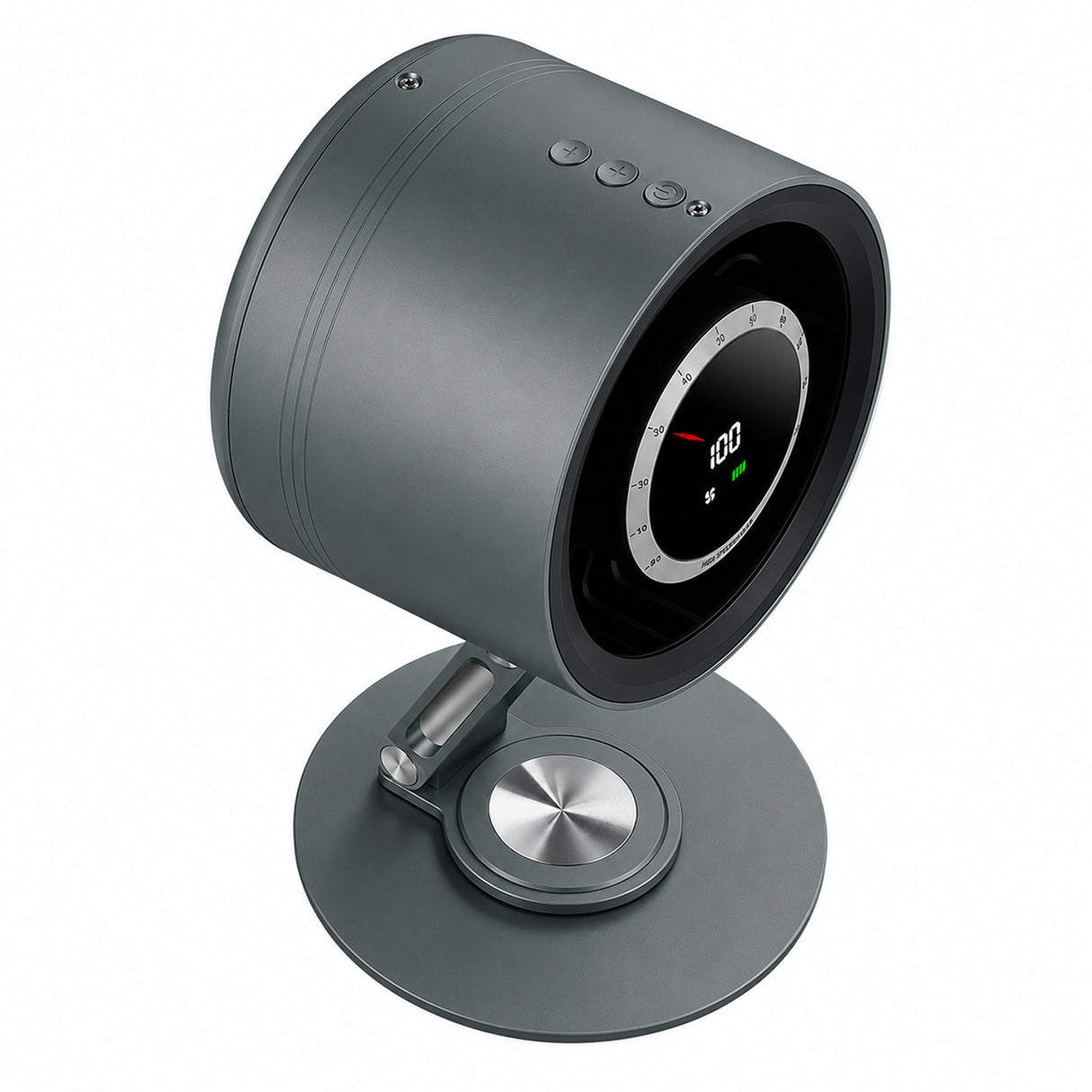 Portable Rechargeable Metal Desk Fan with 100-Speed Control, Digital Display, 4000mAh Battery & Adjustable Folding Stand H6-V8 - SASKA - UAE - DUBAI - grey