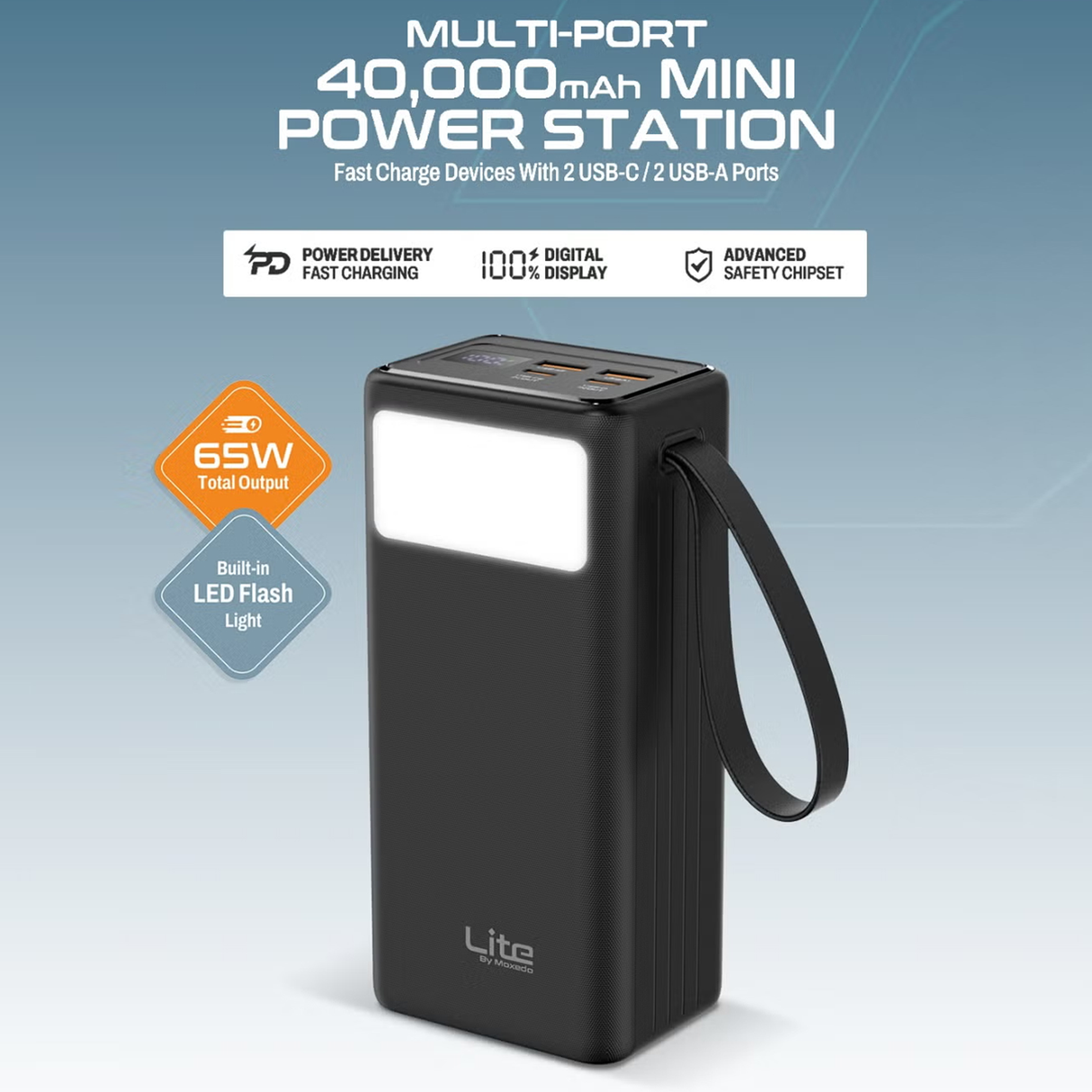 Multiport 40000mAh High-Capacity Mini Power Station Lite by Moxedo saska - saska.ae