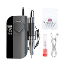 Portable Electric Nail Drill Machine HX-102, Rechargeable Cordless Nail Polisher with LCD Display Black- saska uae , saska.ae