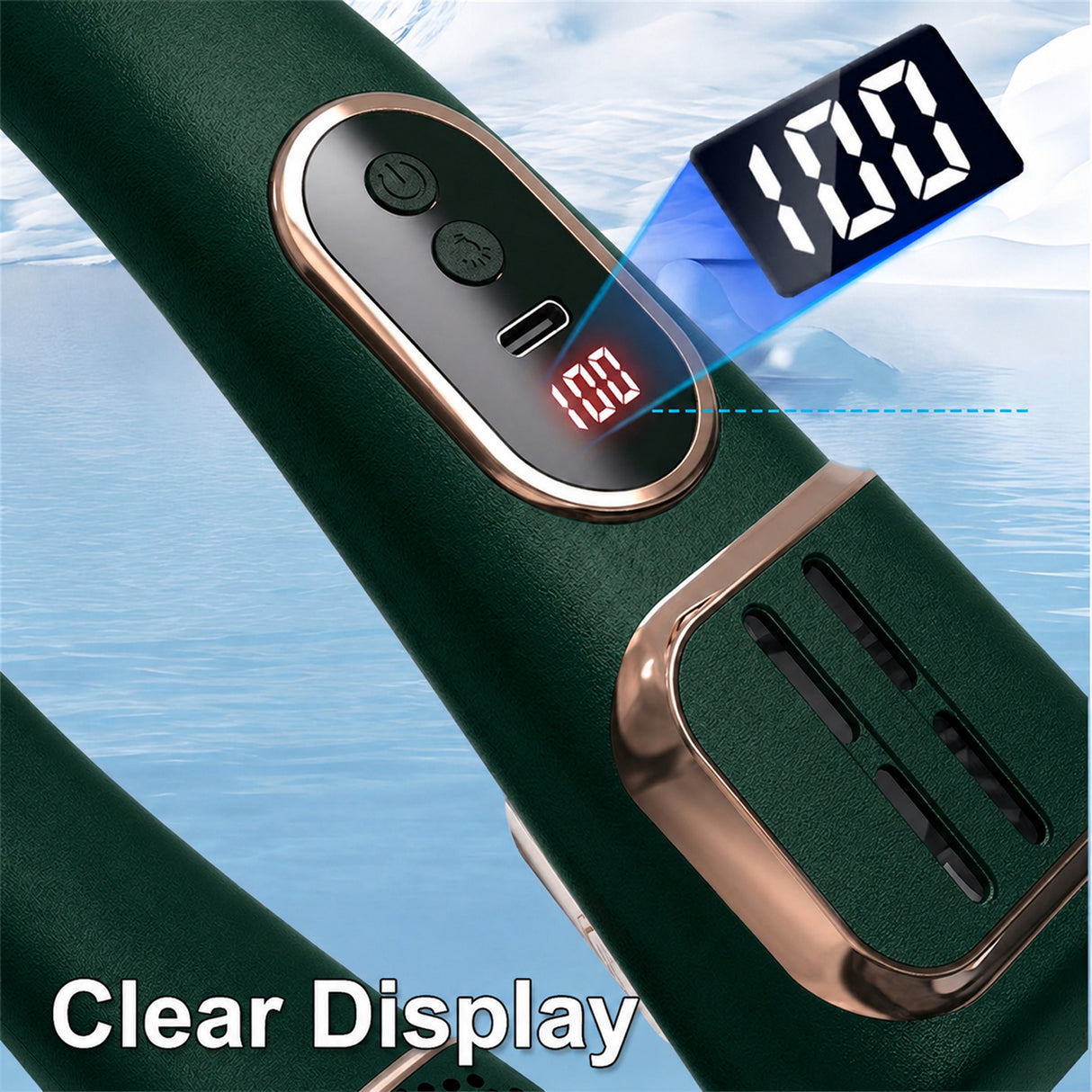USB Rechargeable Bladeless Hanging Neck Fan, Portable Cooling Fan with 5 Speeds & LED Display (FZM-06)