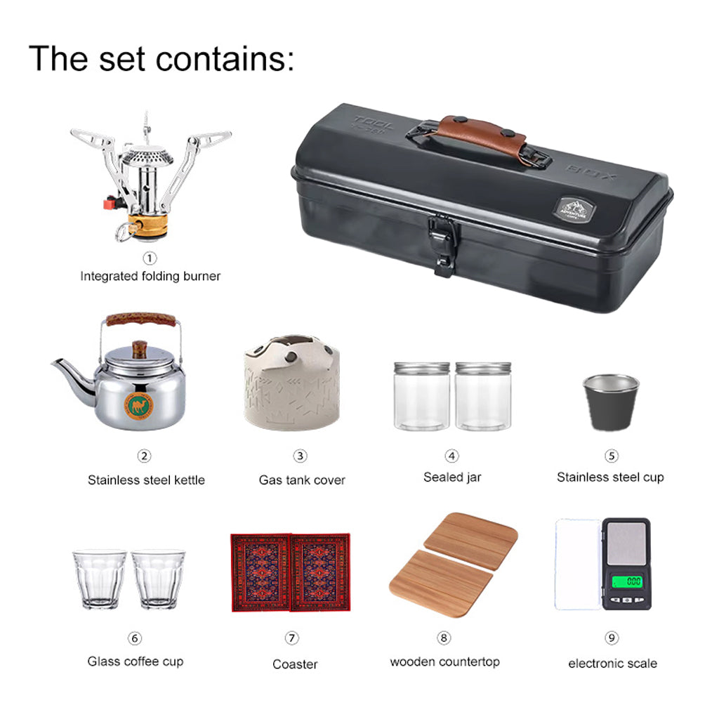 Outdoor Camping Tea Set with Stainless Steel Storage Box | Outdoor Coffee Set | SASKA Trading