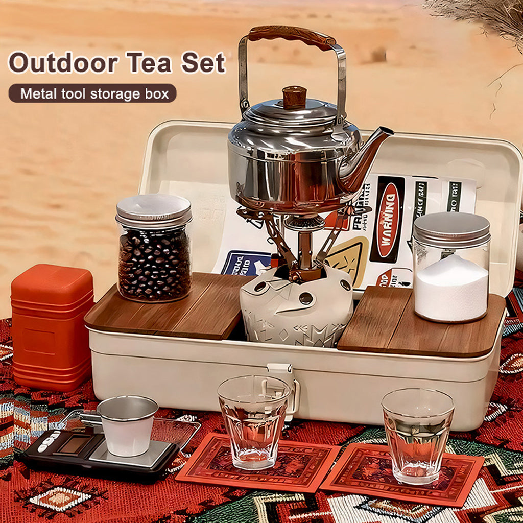 Outdoor Camping Tea Set with Stainless Steel Storage Box | Outdoor Coffee Set | SASKA Trading