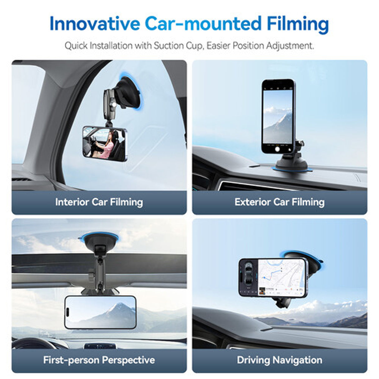 Magnetic Suction Cup Car Phone Holder P3-SUS-02 – MagSafe Compatible, Strong Vacuum Mount with 360° Rotation for iPhone & Smartphones by TELESIN
