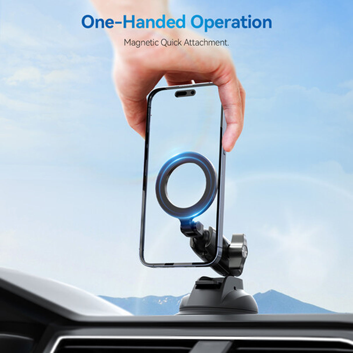 Magnetic Suction Cup Car Phone Holder P3-SUS-02 – MagSafe Compatible, Strong Vacuum Mount with 360° Rotation for iPhone & Smartphones by TELESIN