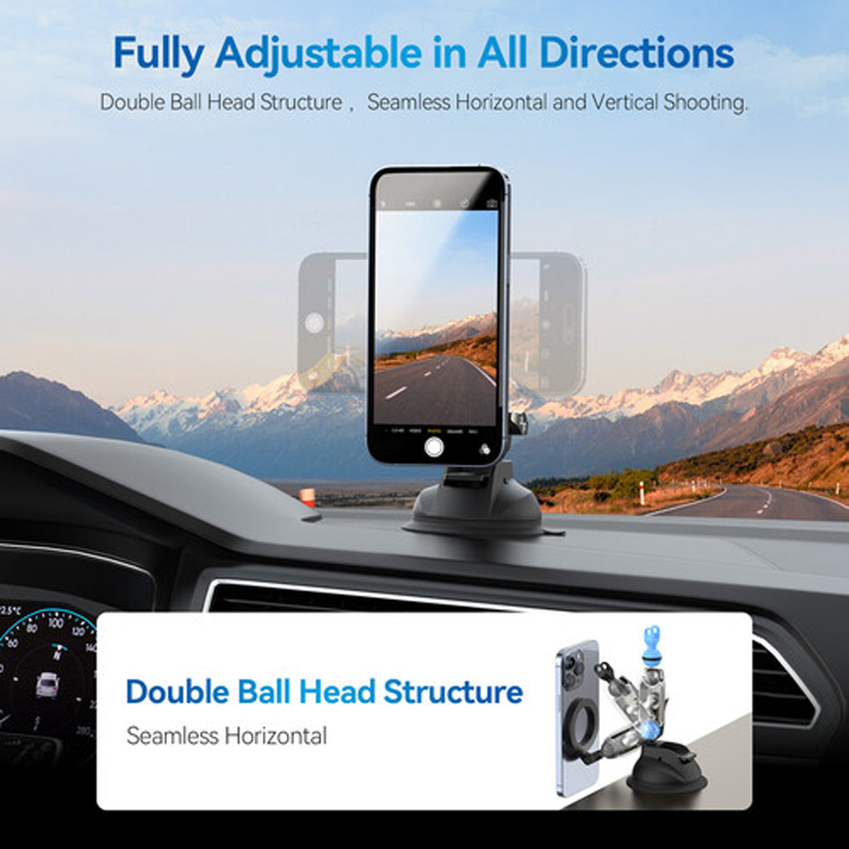 Magnetic Suction Cup Car Phone Holder P3-SUS-02 – MagSafe Compatible, Strong Vacuum Mount with 360° Rotation for iPhone & Smartphones by TELESIN