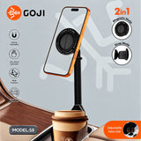 2-in-1 Magnetic and Snap Car Cup Holder Magsafe Phone Mount with Telescopic Arm S8 by Goji