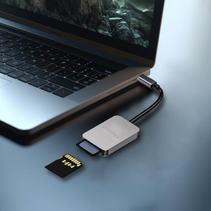 Porodo 2 in 1 USB C Card Reader SD MircoSD