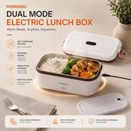 Dual Mode Electric Lunch Box 900ml 45W, Portable Food Warmer LunchMate by Porodo