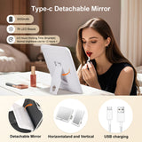 Portable Makeup Case with Detachable LED Mirror and Multiple Storage Compartments by Porodo