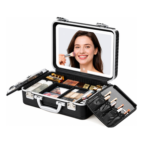 Portable Makeup Case with Detachable LED Mirror by Porodo - SASKA.AE saska uae