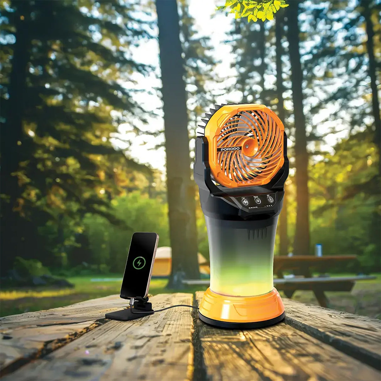 Freshpulse Portable Outdoor Mist Fan with RGB Light, 15000mAh Battery, 4 Speed Cooling Fan & 2L Water Tank by Porodo