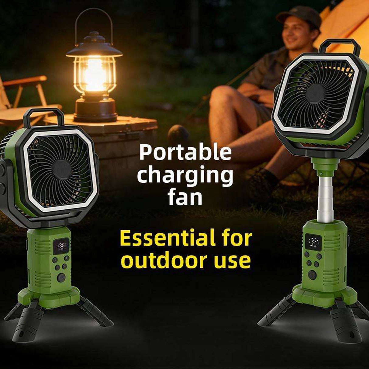 F-30P Multifunction Outdoor Camping Fan with LED Light, Remote Control, Telescopic Tripod Stand & 20000mAh Rechargeable Power Bank
