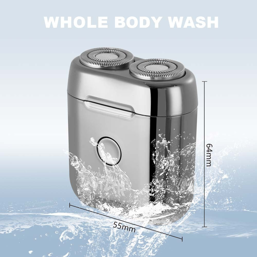 Portable Travel Electric Shaver, USB Rechargeable Mini Pocket Razor with Dual Floating Blades, IPX6 Waterproof by Winning Star