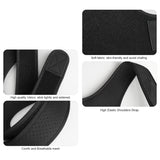 Black shoulder pad with text describing its features on a white background Adjustable Posture Corrector for Back & Shoulder Support (JB-2005) - saska - saska.ae 