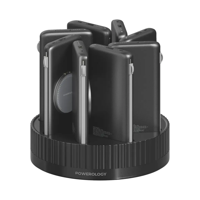 8-in-1 10000mAh Power Bank Charging Station with 120W Base 20W PD and 15W Wireless Charging by Powerology-Saska-Saska.ae