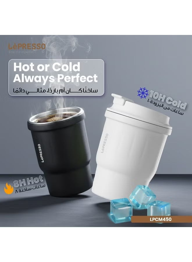 Thermo Brew Insulated Tumbler Urban Coffee Mug 450ml, Stainless Steel Double Wall Travel Coffee Cup by LePresso