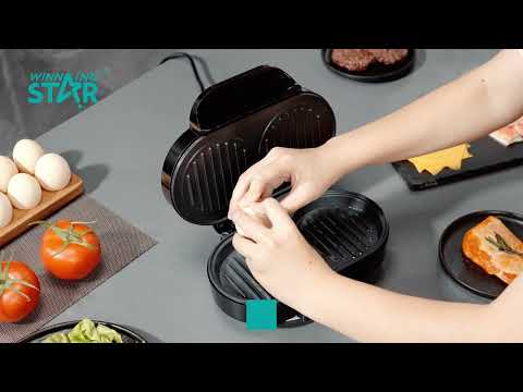 Electric Hamburger Maker, 1000W Non-Stick Burger Grill Machine with Dual Cooking Plates by Winning Star