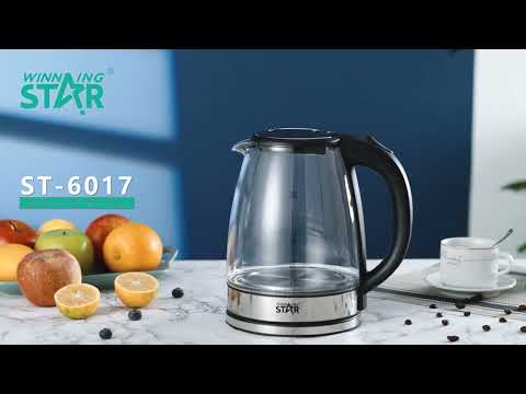 1.8L Glass Electric Kettle 1500W, Fast Boil Water Kettle with LED Light, Auto Shut-Off & Boil-Dry Protection by Winning Star
