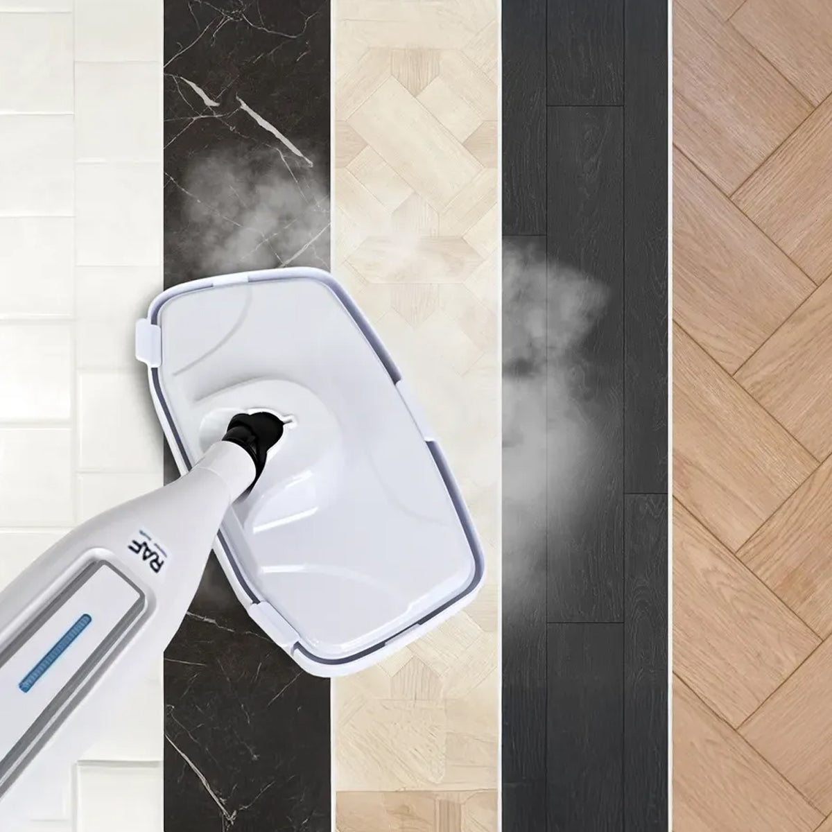 Electric Steam Mop 1250W with 330ml Water Tank, 7-in-1 Multipurpose Steam Cleaner, HEPA Filter & Microfiber Pads by RAF