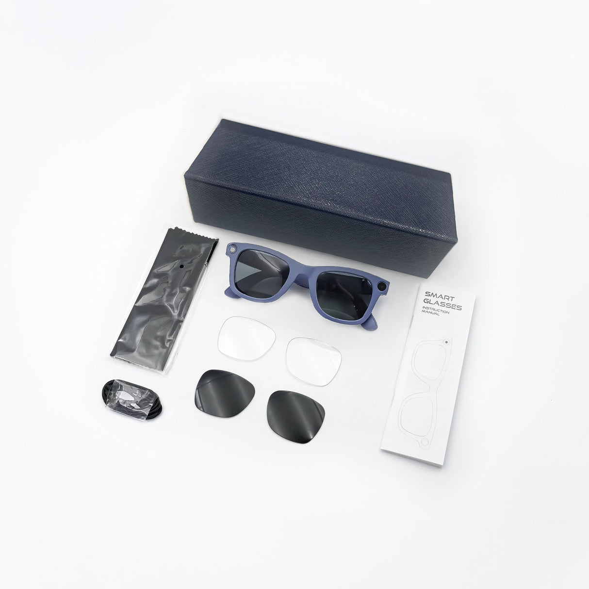 نظارات ذكية مزودة بكاميرا بدقة 8 ميجابكسل، وترجمة فورية، ومكالمات لاسلكية، ونقل عبر شبكة Wi-Fi، ومتوافقة مع نظام Android.