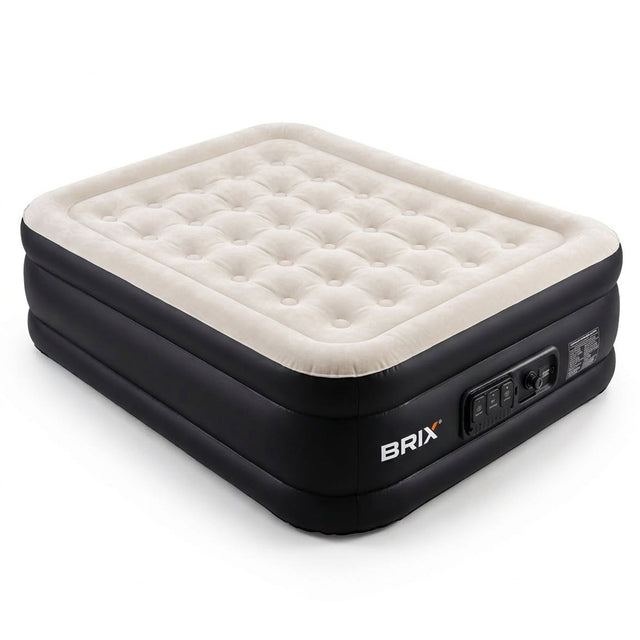 Raised Inflatable Air Mattress with Lithium Battery Pump, Removable Camping Light, Soft Flocked Top, Portable Guest Bed for Home, Travel and Outdoor Use by Brix-Saska-saska.ae