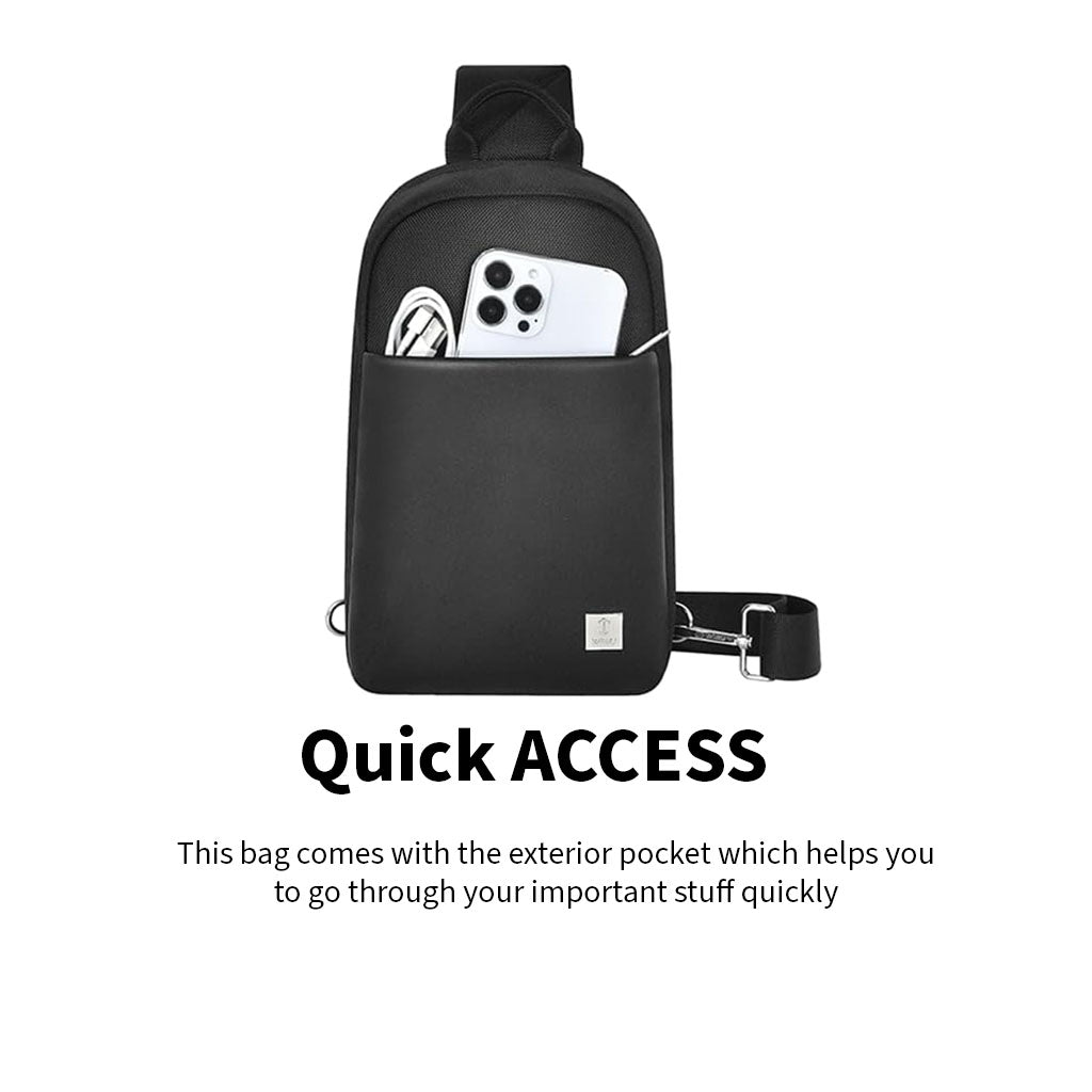 Sling Chest Bag – Waterproof and Adjustable Shoulder Bag for Travel and Daily Use by WiWU
