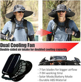 Solar Hat Fan Wide Brim Sun Hat UV Protection Fishing and Camping Hat for Hiking, Farming, Beach and Outdoor Activities