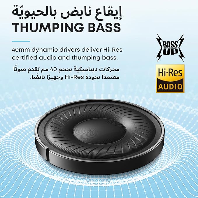 Q20i Hybrid Active Noise Cancelling Bluetooth Over-Ear Headset with 40H Playtime - Soundcore by Anker