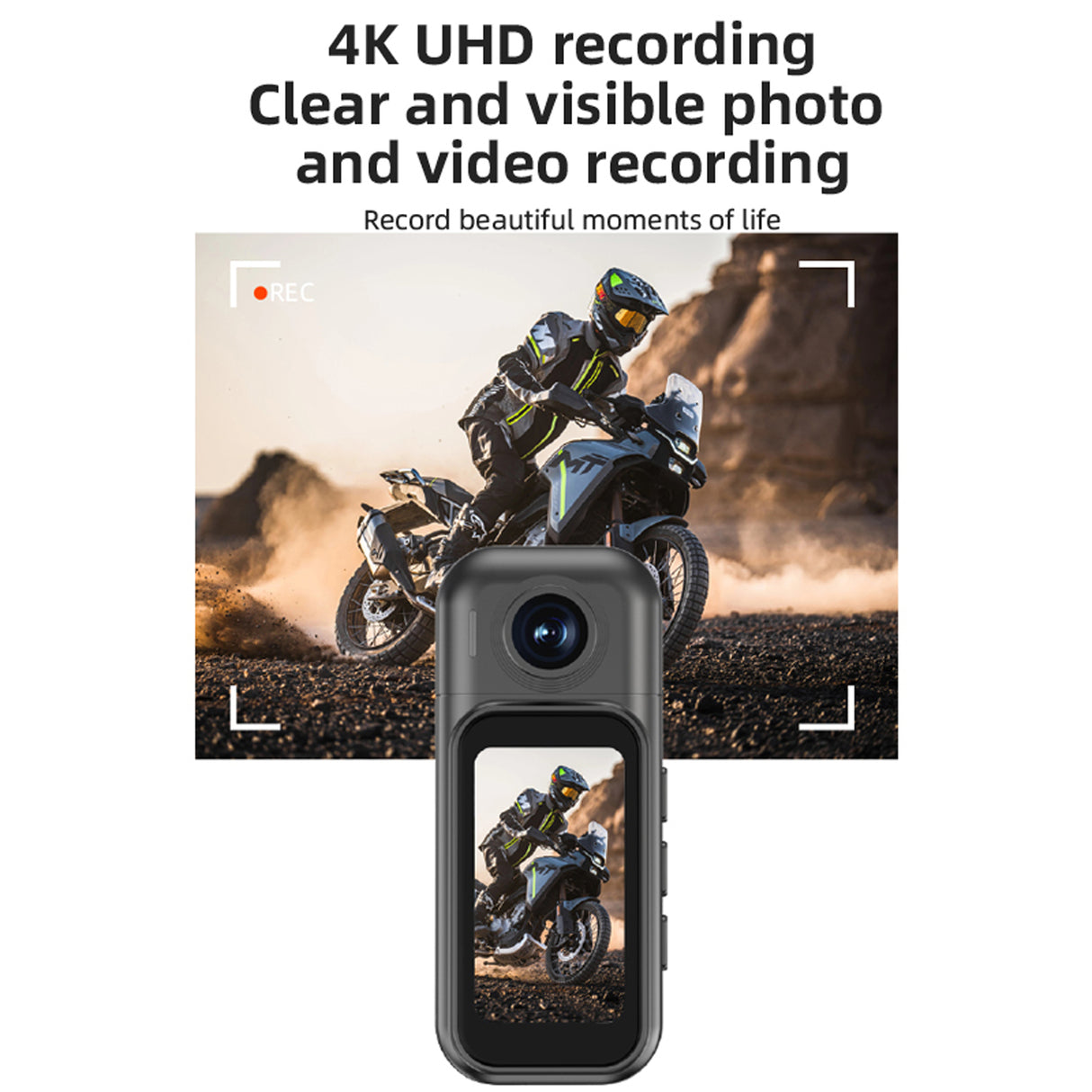 كاميرا أكشن صغيرة 4K بحجم الإبهام مع قاعدة شحن مغناطيسية، عدسة دوارة 180° وشاشة لمس HD مقاس 1.47 بوصة