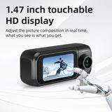 كاميرا أكشن صغيرة 4K بحجم الإبهام مع قاعدة شحن مغناطيسية، عدسة دوارة 180° وشاشة لمس HD مقاس 1.47 بوصة
