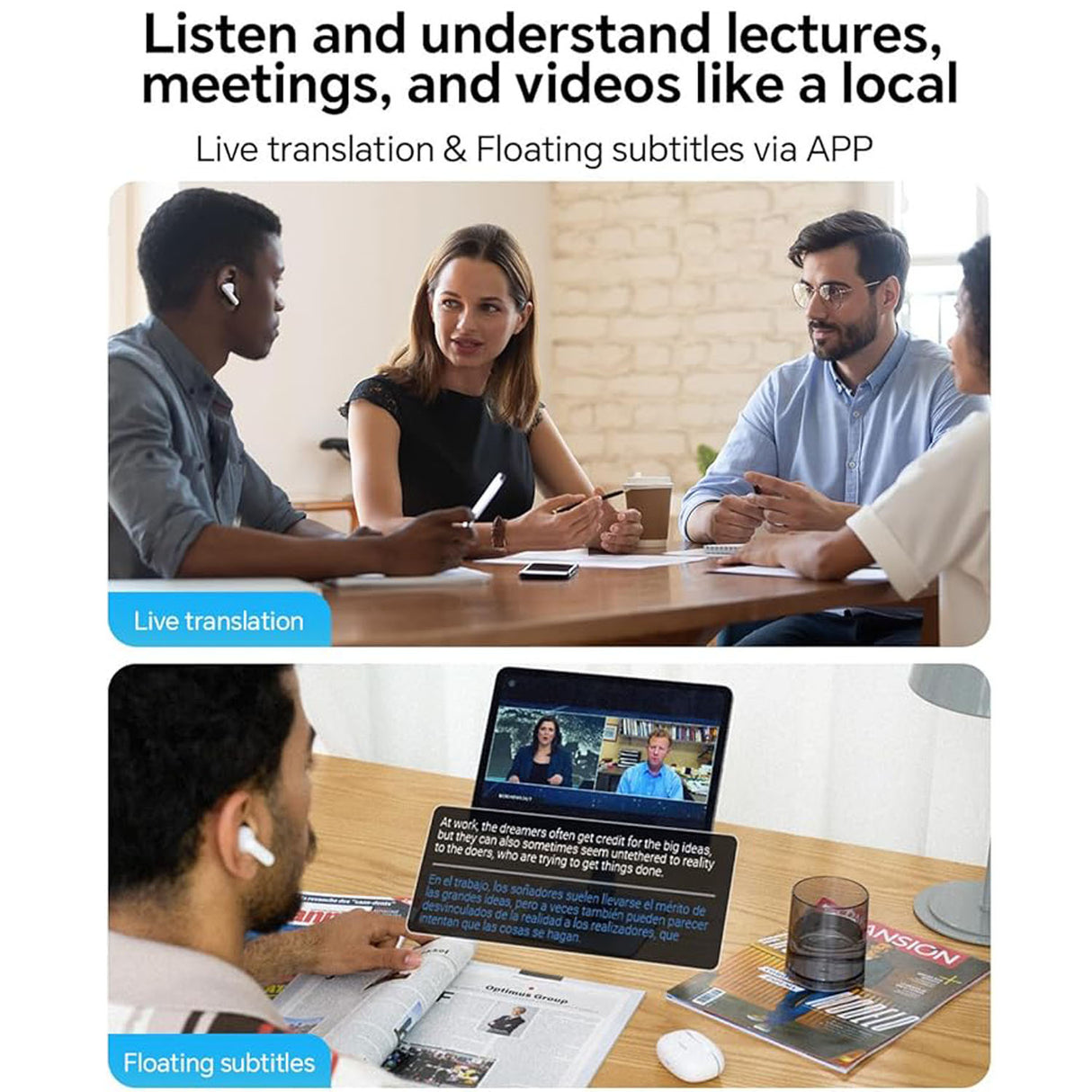 P1 AI Translator Earbuds – Real-Time 138 Language Translation with ANC and AI Features by PolyPal